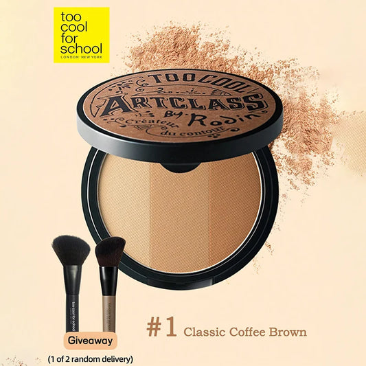 K-Beauty Matte Powder Contour Palette,with Brush, Light, Smooth, Velety Texture ,With mirror, Slimming Facial, Natural Gradation