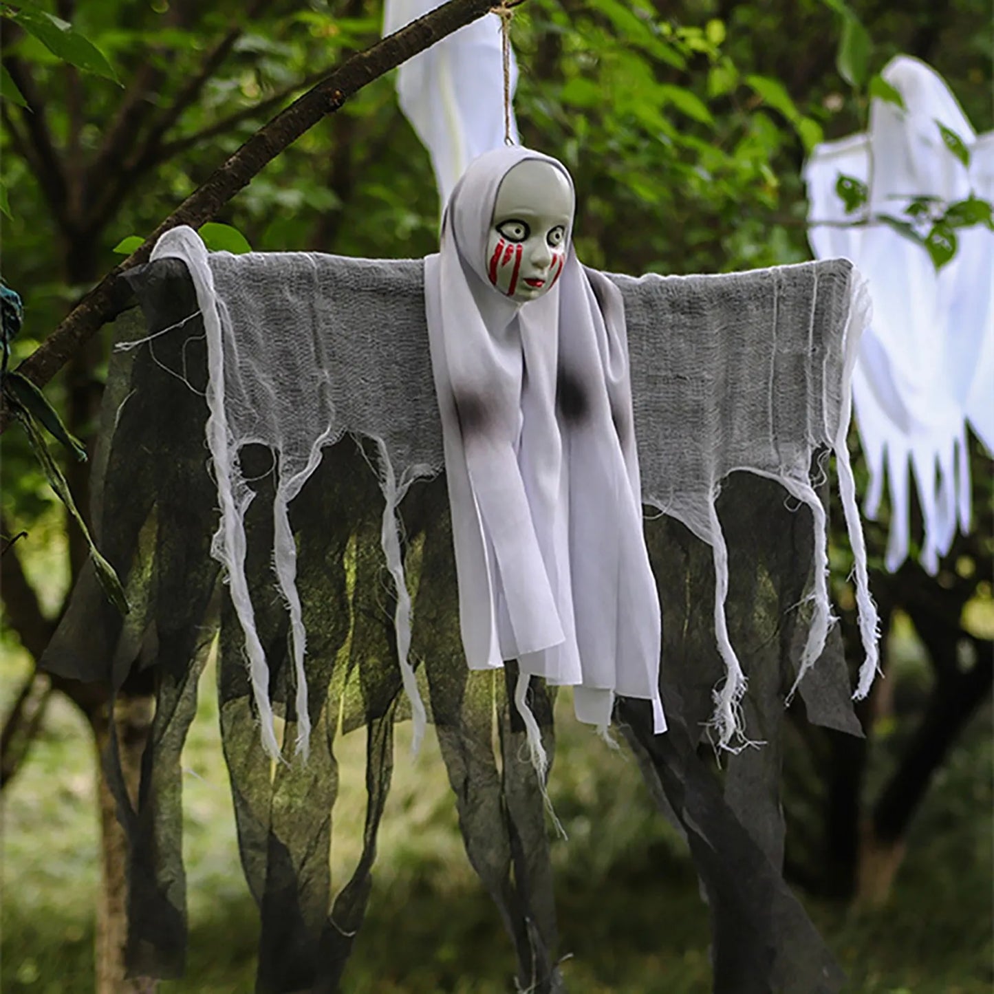 Halloween Hooded Female Skeleton Haunted House Hanging Ornament Halloween Scene Layout Decorations Festival Decorative Supplies