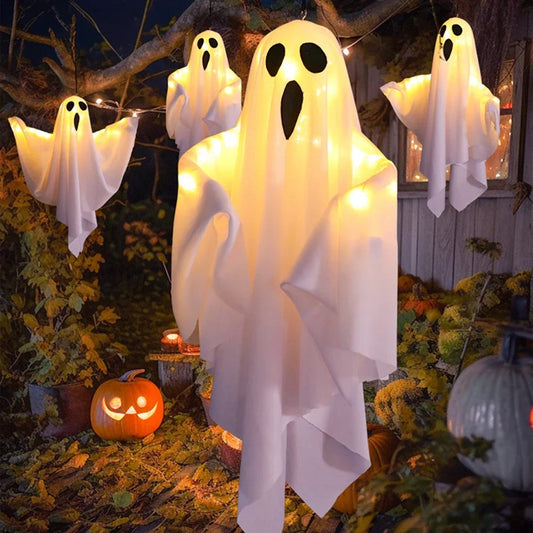 Flying Ghost Lights Halloween Decorations, LED Lighted Scary Hanging Glowing Indoor Outdoor Ornaments for Yard Tree Lawn Garden
