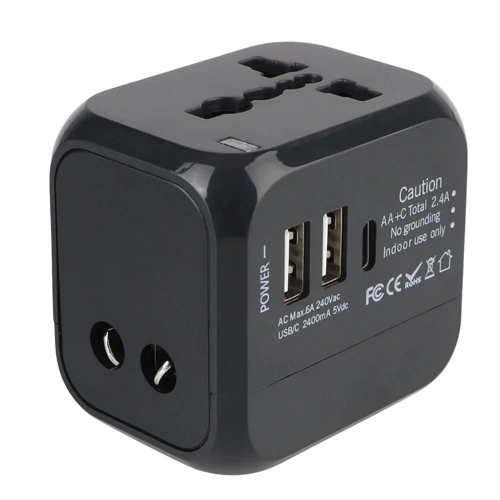 All-in-one Wall Charger Travel Adapter 6A US EU UK AU plug Travel Charger with 2 USB Port and 1 Type C Universal