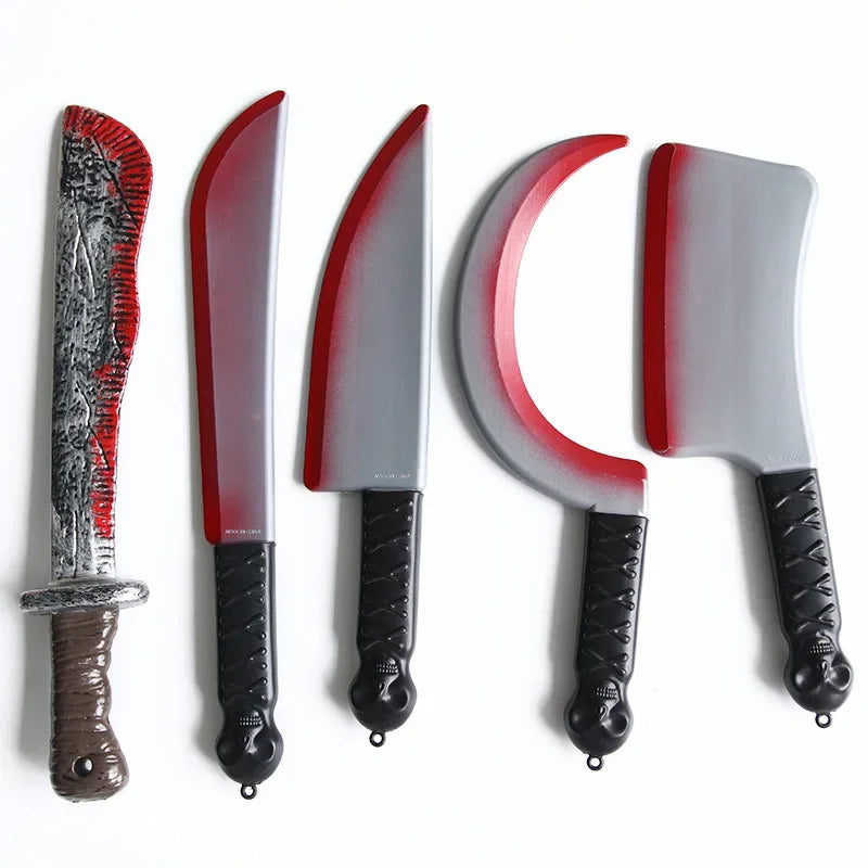 Halloween Horror Props Blood Fake Ax Saws Knife Headband for Halloween Party Masquerade Mischief Props Decoration